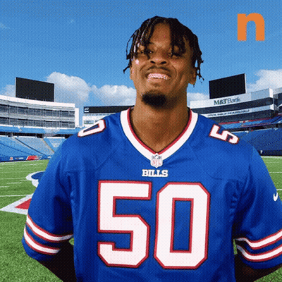 Man In Blue Bills Jersey On Field GIF