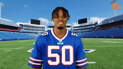 Man In Blue Bills Jersey On Football Field GIF