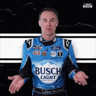 Man In Blue Busch Light Shirt With Outstretched Hands GIF