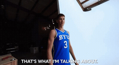 Man In Blue BYU Jersey Talking GIF