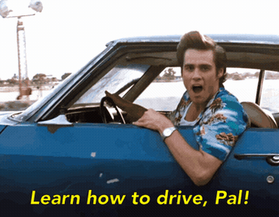 Man In Blue Car Learn How To Drive GIF