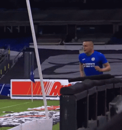 Man In Blue Cemento Cruz Azul Shirt Running GIF