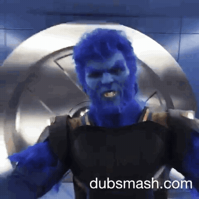 Man In Blue Costume With Dubsmash.com GIF