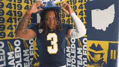Man In Blue Cowboy Hat And Jersey Number 3 GIF