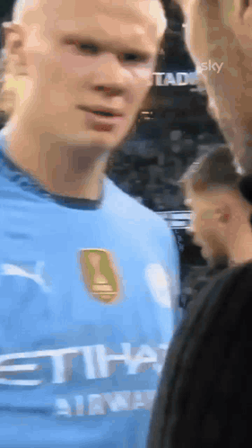 Man In Blue Etihad Airlines Shirt GIF