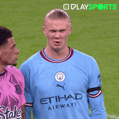 Man In Blue Etihad Airways Jersey On Soccer Field GIF