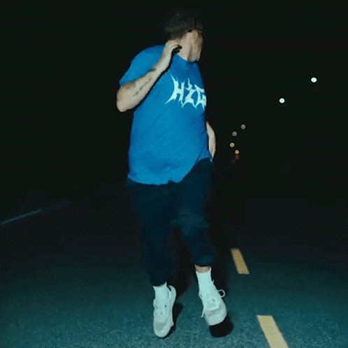 Man In Blue H2G Shirt Running GIF