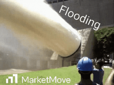 Man In Blue Hard Hat Looking At Flooding Pipe GIF