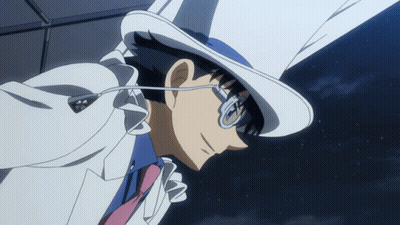 Man In Blue Hat And Glasses Looking Down GIF