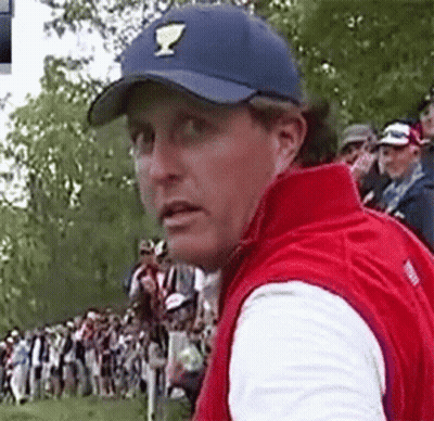 Man In Blue Hat And Red Vest Standing Before Crowd GIF