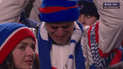 Man In Blue Hat Scarf Crying CBS NFL GIF