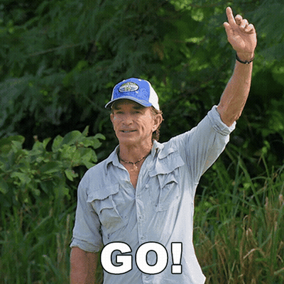 Man In Blue Hat Waving Saying Go GIF