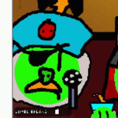 Man In Blue Hat With Red Circle On Head GIF
