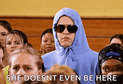 Man in Blue Hoodie and Sunglasses Says She Does Not Even Be Here
