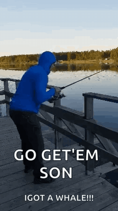 Man in Blue Hoodie Fishing with Whale