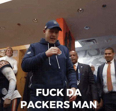 Man In Blue Hoodie Says Fuck Da Packers Man GIF