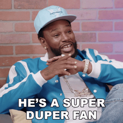 Man In Blue Jacket And Hat Super Duper Fan GIF