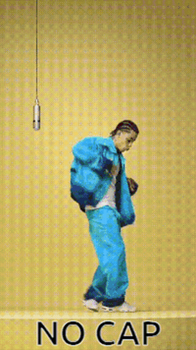 Man In Blue Jacket Dancing At Microphone No Cap GIF