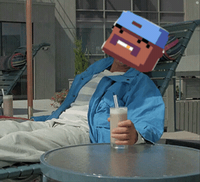 Man In Blue Jacket Holding Milkshake With Straw GIF