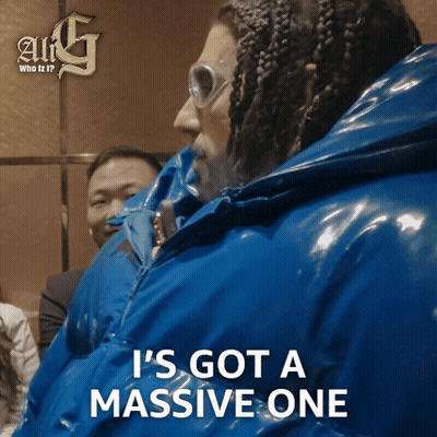 Man In Blue Jacket I's Got A Massive One GIF
