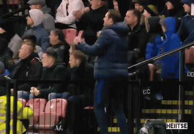 Man In Blue Jacket In Front Of Crowd With Heitse GIF