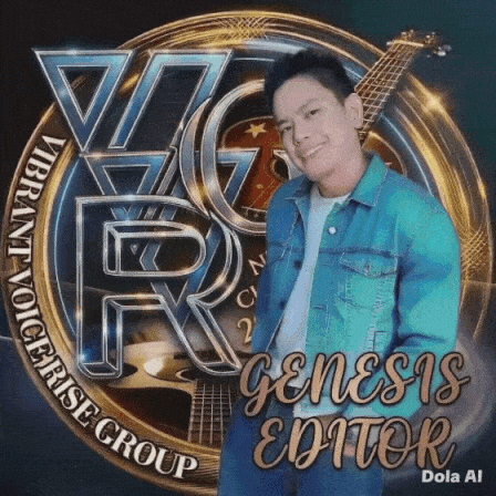 Man In Blue Jacket In Front Of Genesis Editor Logo GIF