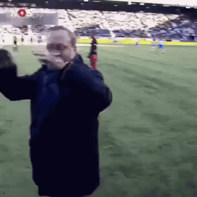 Man In Blue Jacket On Soccer Field GIF