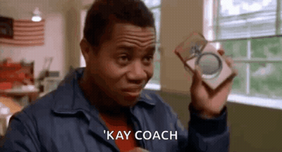 Man In Blue Jacket Saying Kay Coach GIF