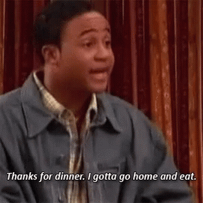 Man In Blue Jacket Saying Thanks For Dinner I Gotta Go Home And Eat GIF