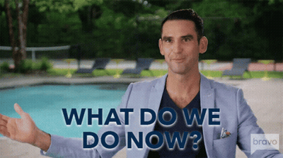 Man in Blue Jacket Saying What Do We Do Now By Pool