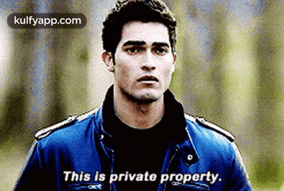 Man In Blue Jacket Says This Is Private Property GIF