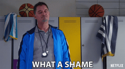 Man In Blue Jacket Says What A Shame GIF