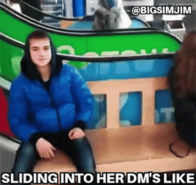 Man In Blue Jacket Sliding Into Her DMs GIF