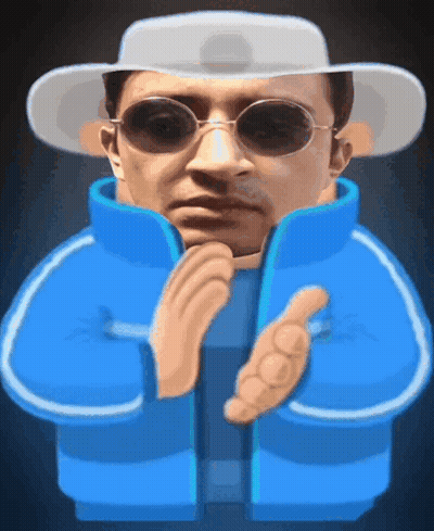 Man In Blue Jacket White Hat And Sunglasses GIF