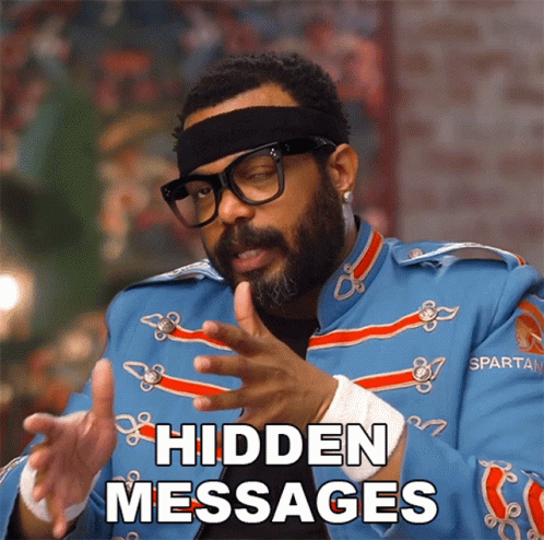 Man In Blue Jacket With Hidden Messages GIF