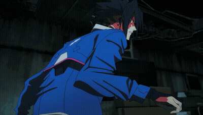 Man In Blue Jacket With Red Face Paint GIF