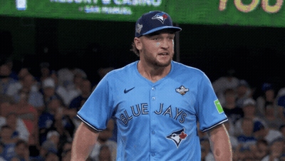 Man In Blue Jays Jersey On Baseball Field GIF