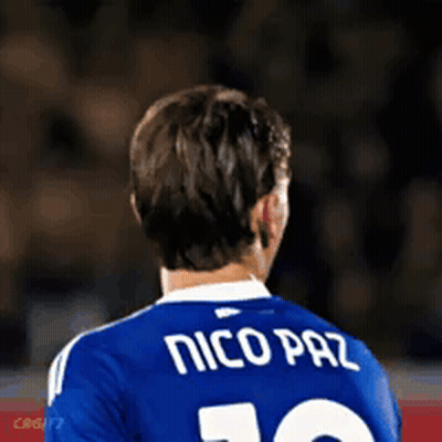 Man In Blue Jersey Named Nico Paz GIF
