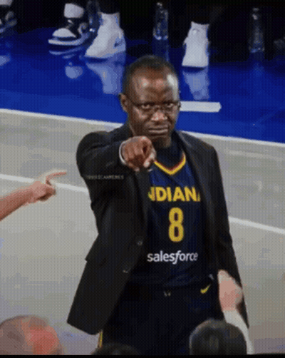Man In Blue Jersey Number 8 Pointing GIF
