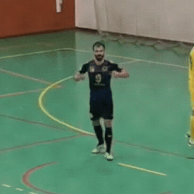 Man In Blue Jersey Number 9 On Basketball Court GIF