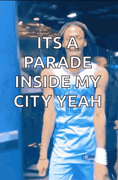 Man In Blue Jersey Saying Parade Inside My City GIF