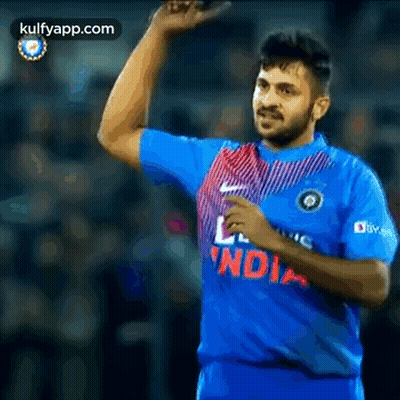 Man In Blue Jersey With India GIF