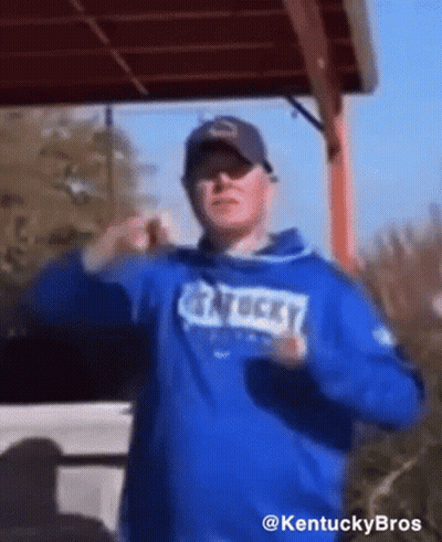 Man In Blue Kentucky Sweatshirt Dancing GIF