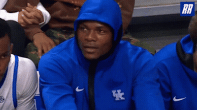 Man In Blue Kentucky Sweatshirt Sitting In Stands GIF