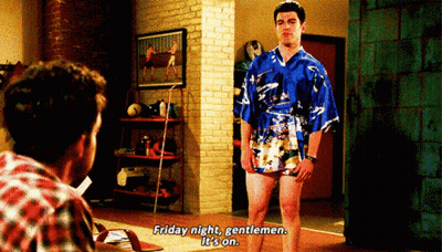 Man in Blue Kimono Says Friday Night