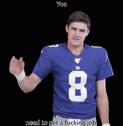 Man In Blue NY Giants Jersey Number 8 GIF