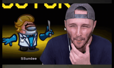 Man In Blue Pants Dancing On Purple With Adult Swim GIF