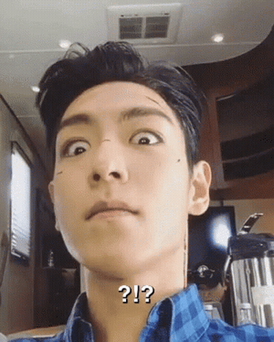 Man In Blue Plaid Shirt Making Funny Face ? ! ? GIF
