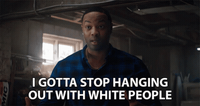 Man In Blue Plaid Shirt Says I Gotta Stop Hanging Out With White People GIF