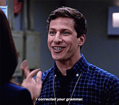 Man In Blue Plaid Shirt Smiling Says I Corrected Your Grammar GIF
